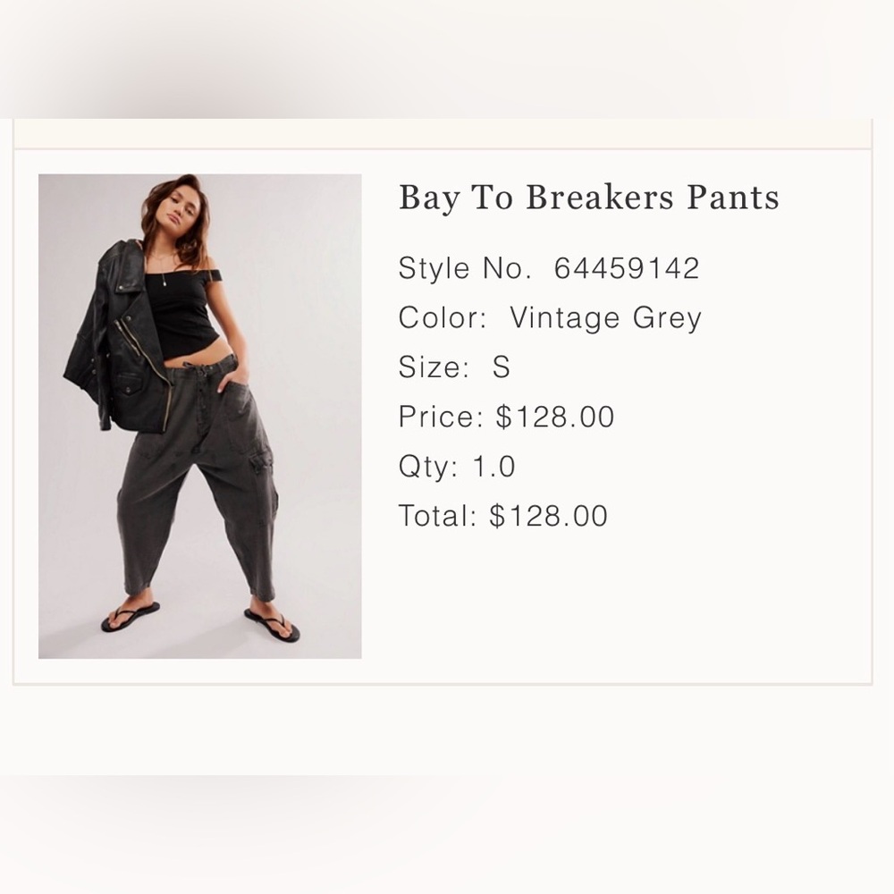 Free People Bay to Breakers Pants Size Small Vintage Grey